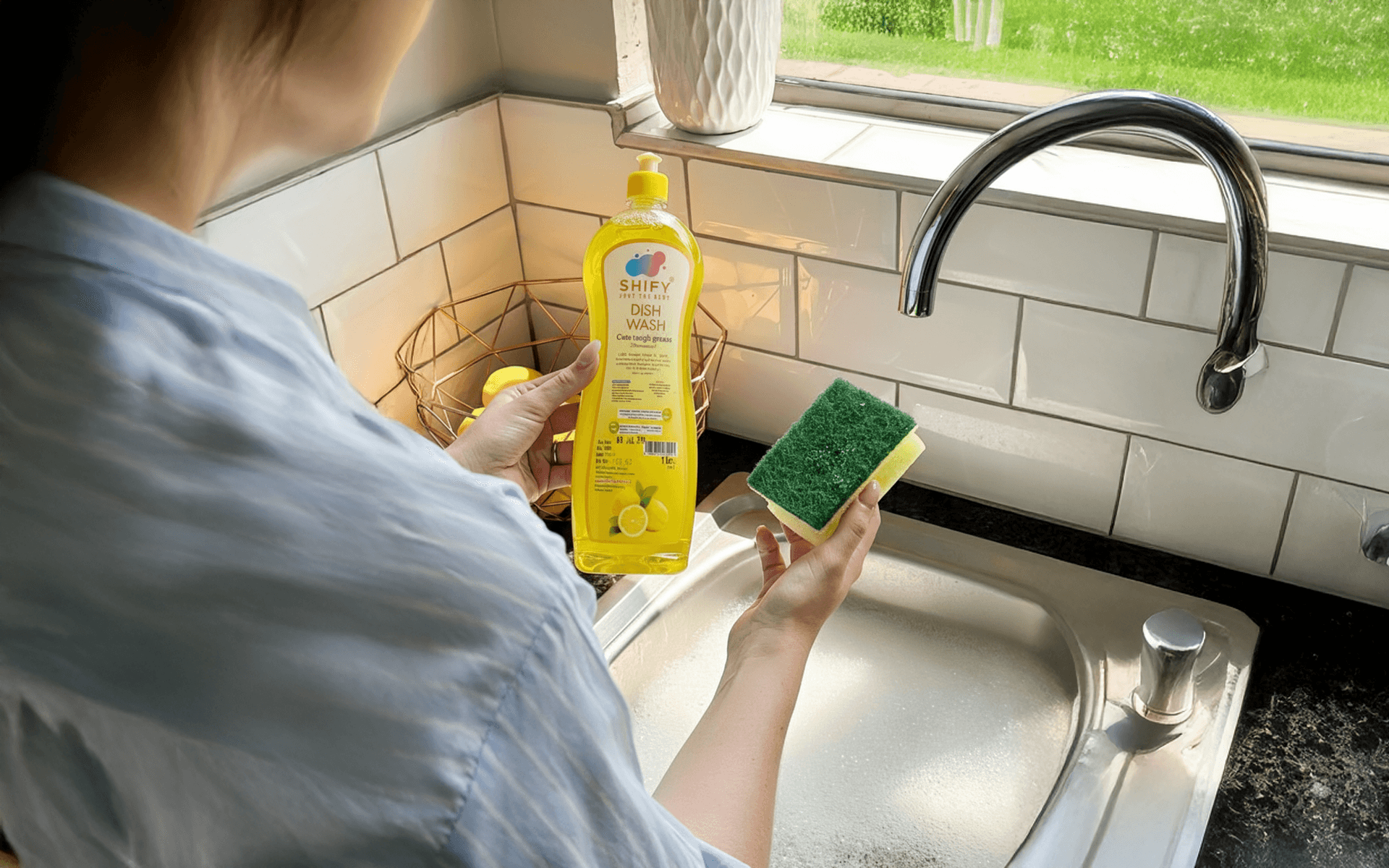 SHIFY Liquid Detergent - Natural setting showcasing fresh, clean fragrance